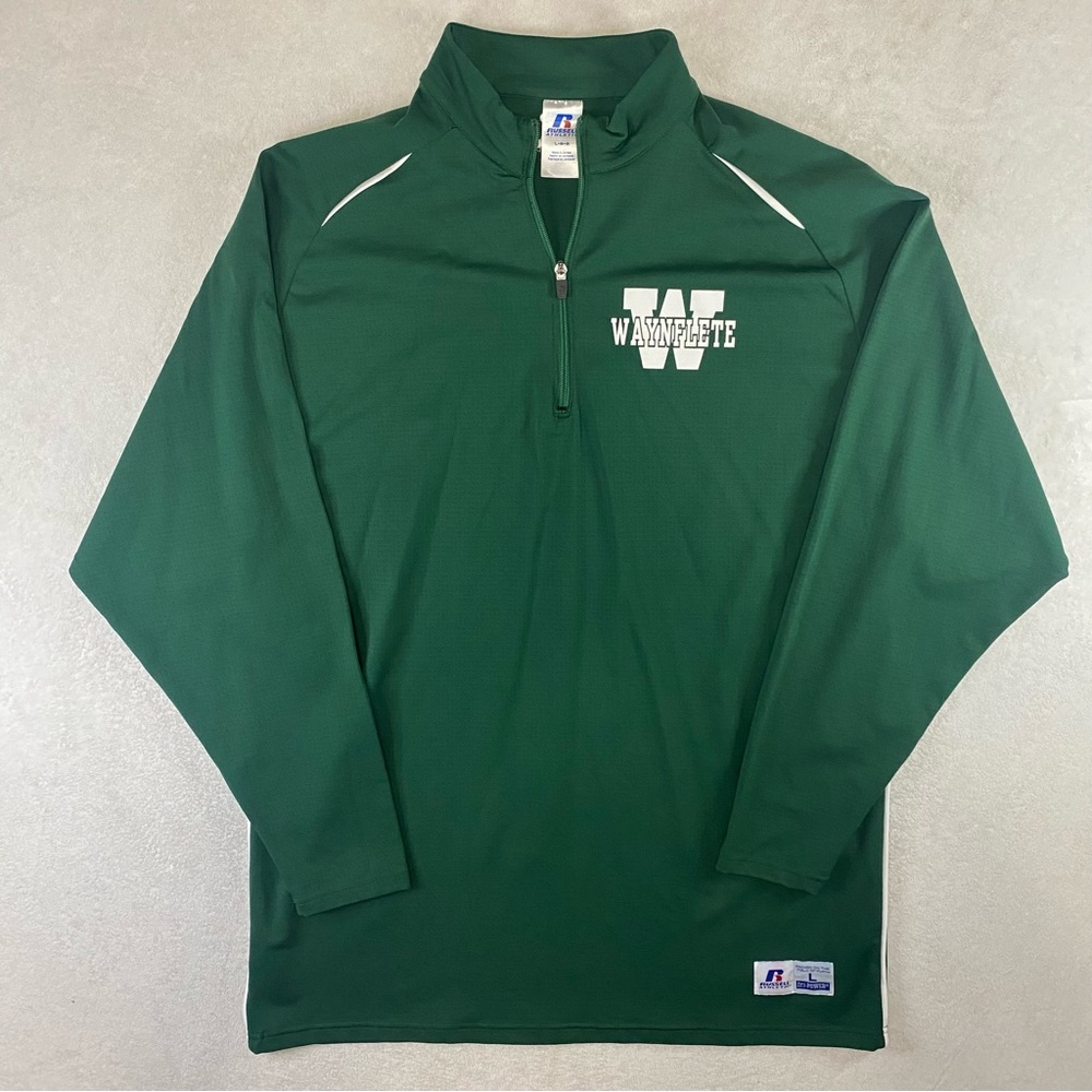 Waynflete Russell Athletic 1/4 Zip Green Pull Over Sweater